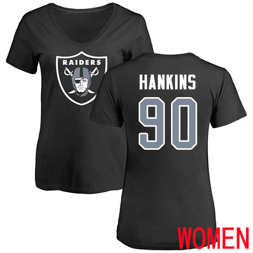 Oakland Raiders Black Women Johnathan Hankins Name and Number Logo NFL Football #90 T Shirt